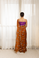 Marigold Ochre Organza Silk Saree